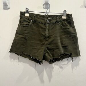 Aerie distressed Jean shorts - hunter green